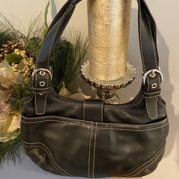 Coach Black leather buckle flap hobo - Picture 2 of 4